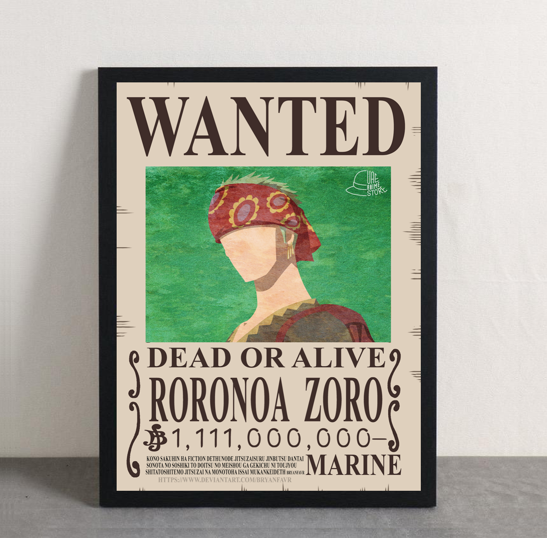 One Piece Zoro Wanted Framed Poster