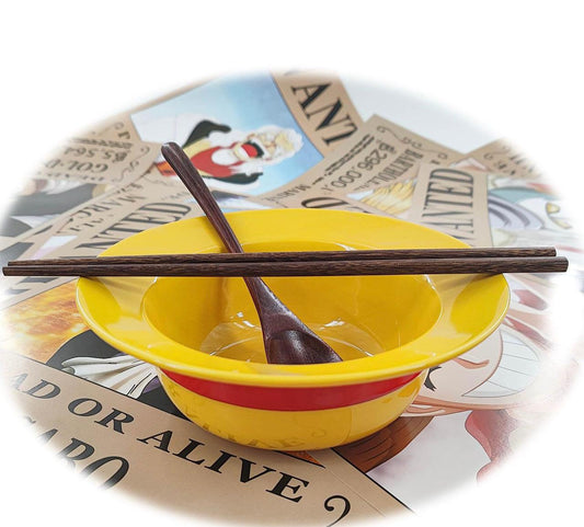 luffy bowl with spoon and chopsticks one piece
