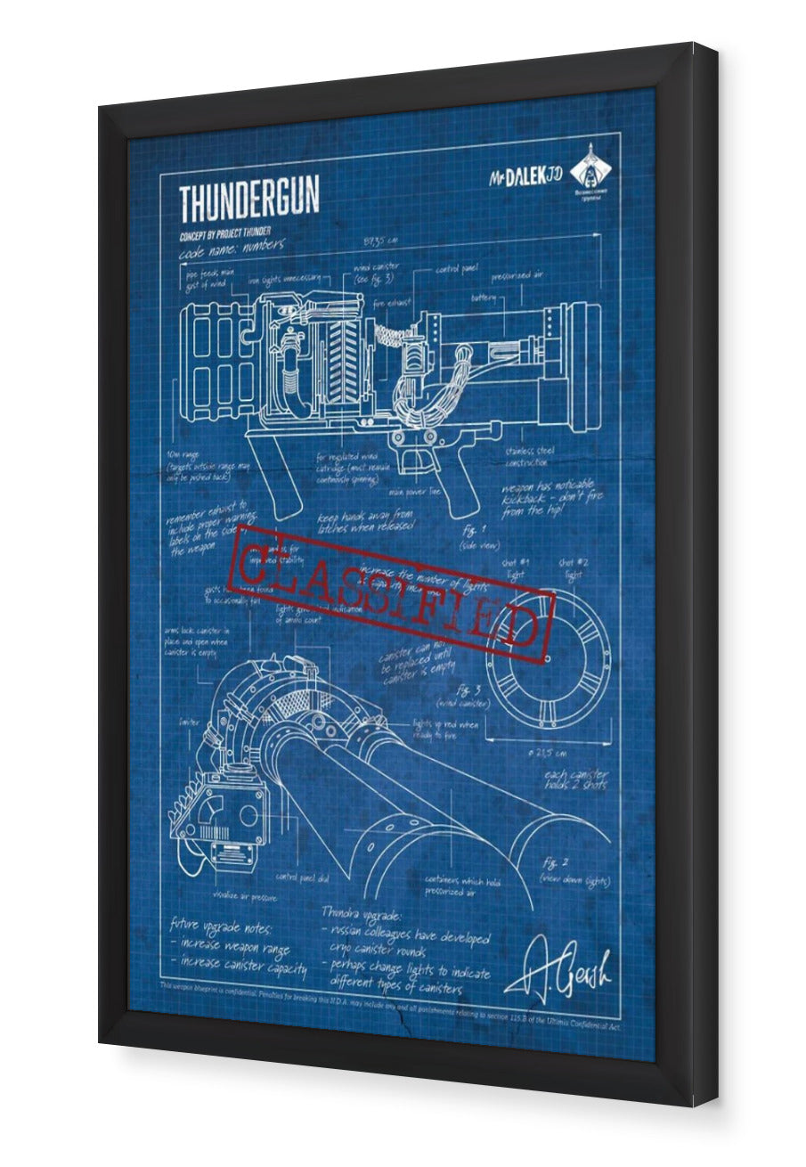 Thunder Gun Blue Print Framed Poster