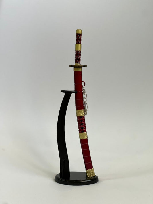 22cm One piece zoro red sword metal keychain