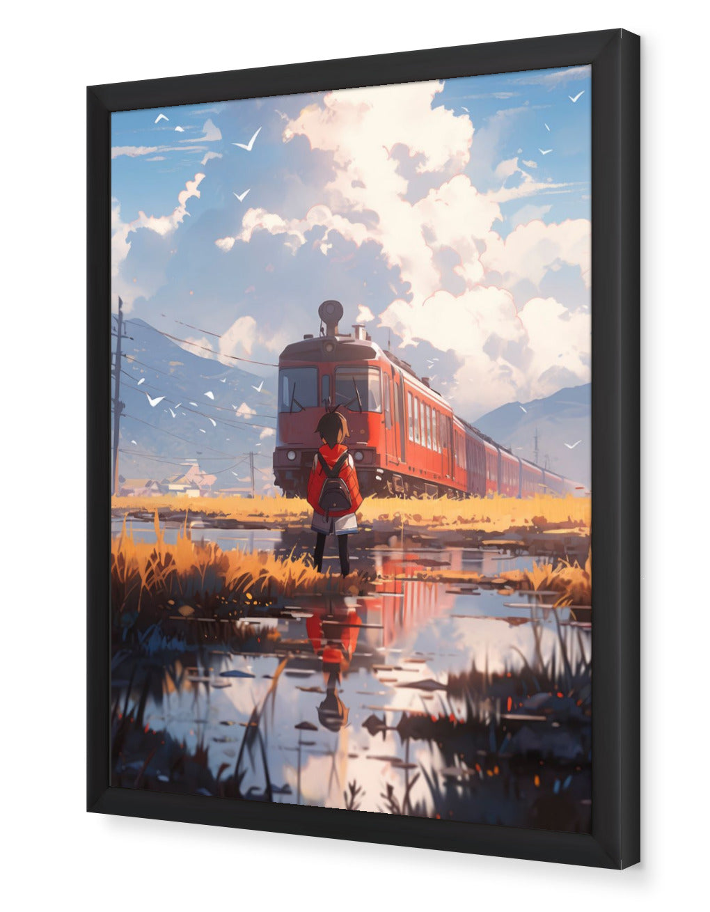 Anime Train Scenery Framed Poster