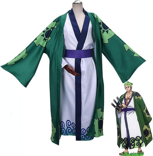 One Piece Roronoa Zoro Kimono Robe Cosplay Set