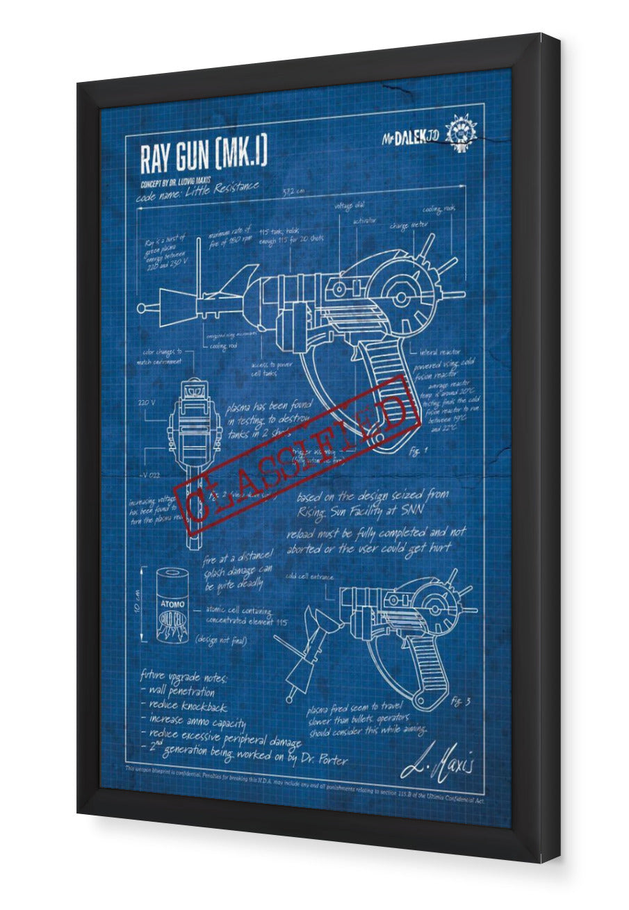 RAY GUN (MK.1) Blue Print Framed Poster