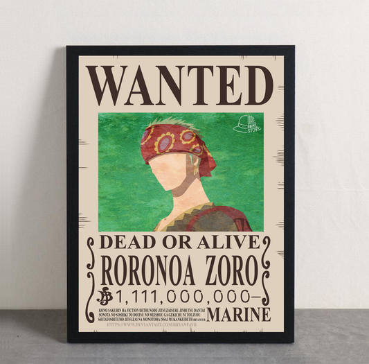 One Piece Zoro Wanted Framed Poster