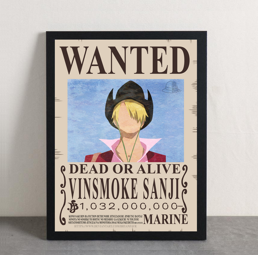 One Piece Sanji Wanted Framed Poster