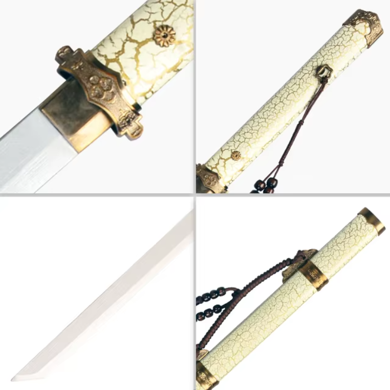White and Gold Pattern Metal Sword