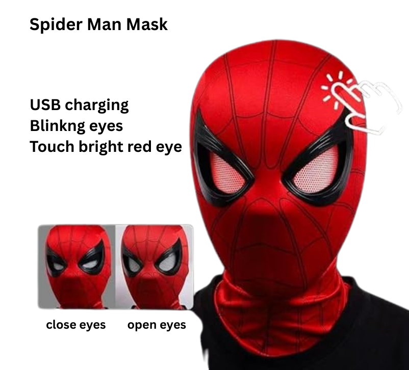 Spider Man Mask w/movable eyes & red LED eyes (3 designs)
