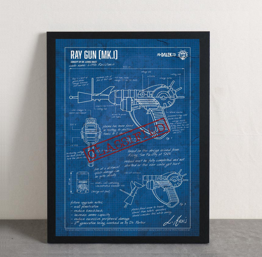 RAY GUN (MK.1) Blue Print Framed Poster