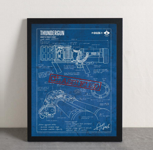 Thunder Gun Blue Print Framed Poster