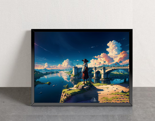 Landscape Anime Scenery Framed Poster