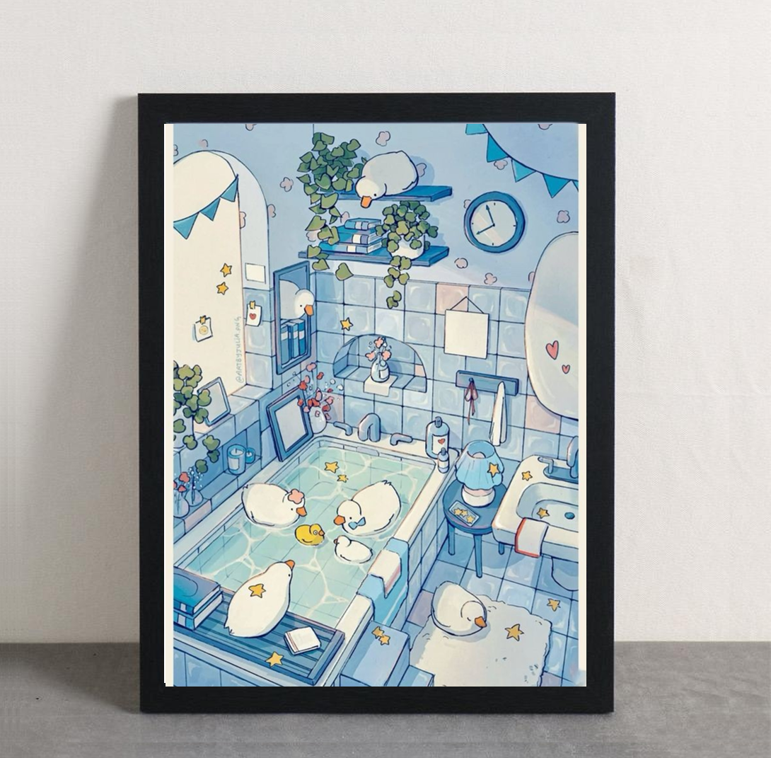 Duck Bath Framed Poster