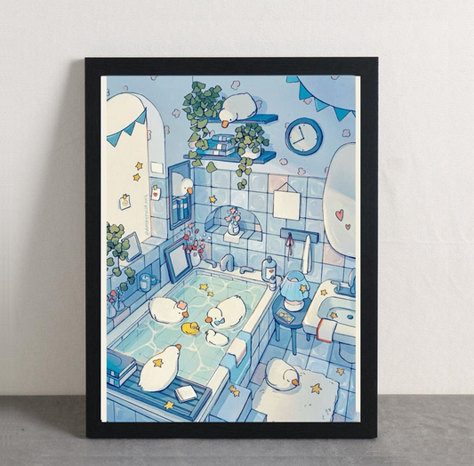 Duck Bath Framed Poster