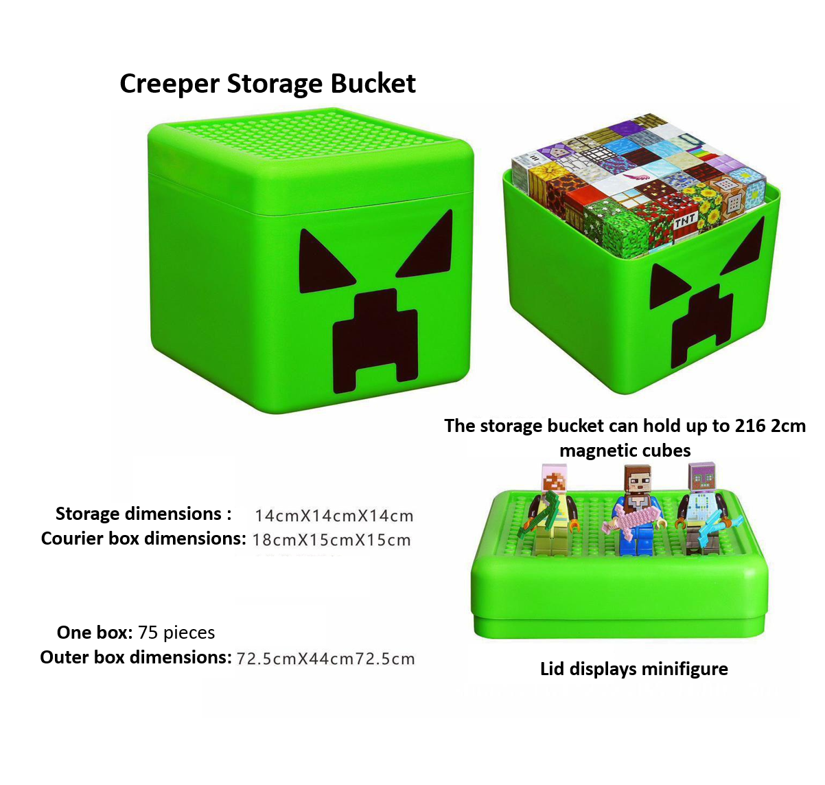 Minecraft Creeper Storage Bucket